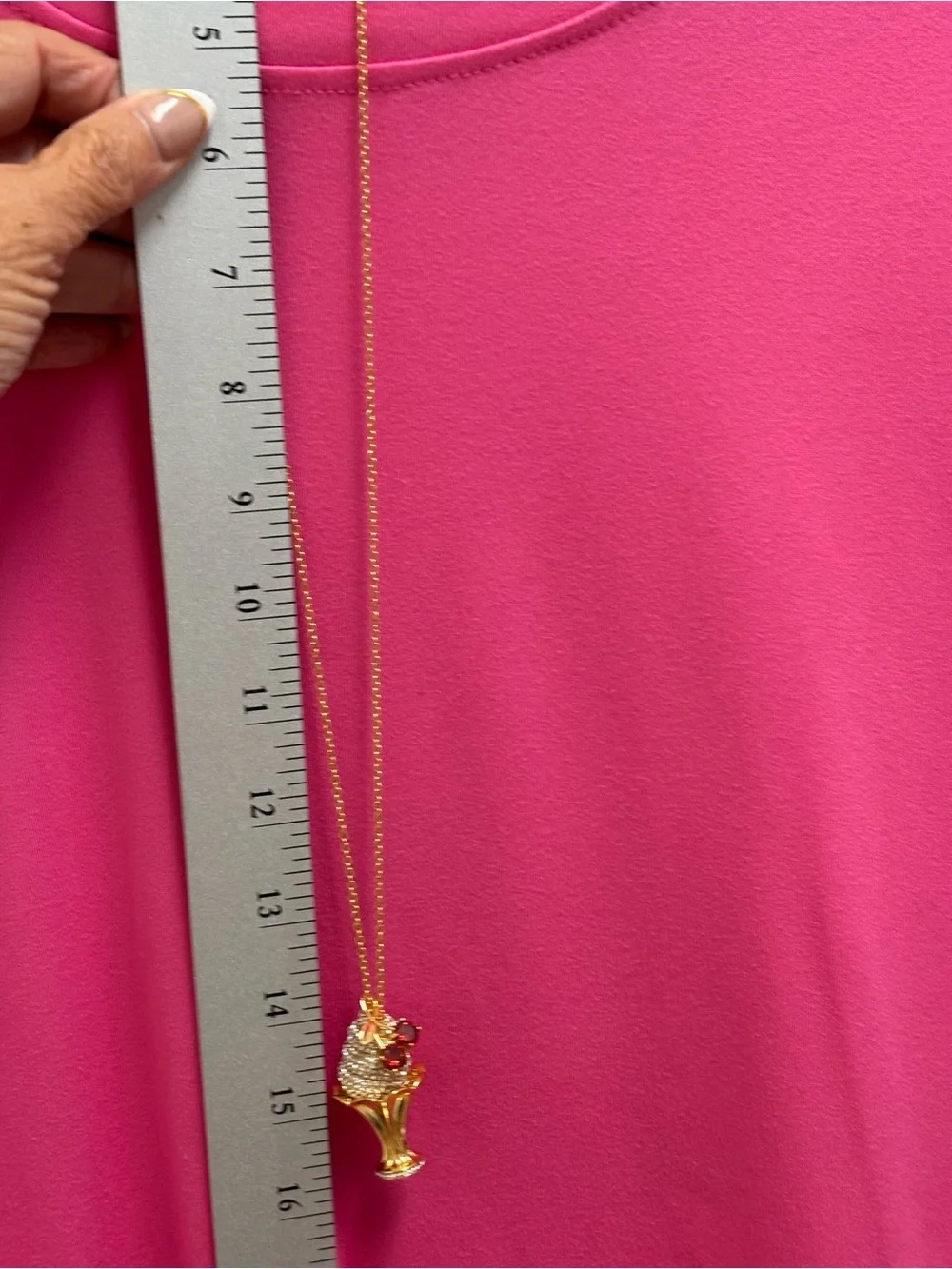 kate spade Gold-Tone Crystal Ice Cream Sundae Necklace with Red Accents
